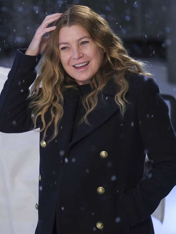 Ellen Pompeo Grey's Anatomy Black Wool Coat