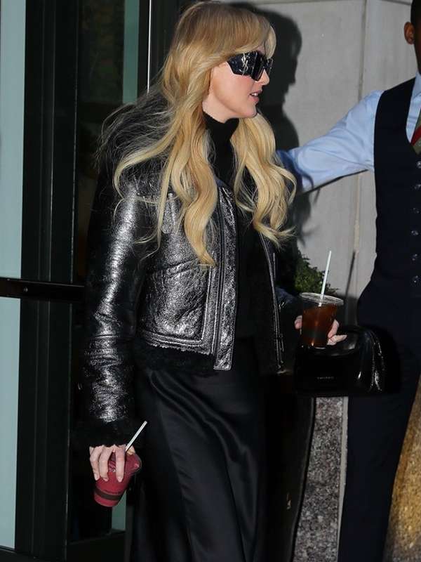 Kathryn Newton Lisa Frankenstein 2024 Black Shearling Leather Jacket