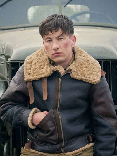Barry Keoghan Masters of the Air Shearling Bomber Leather Jacket