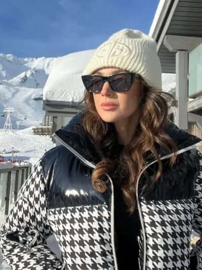 Michelle Keegan Houndstooth Ski Jacket