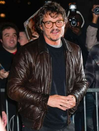Pedro Pascal SNL Afterparty Brown Leather Jacket