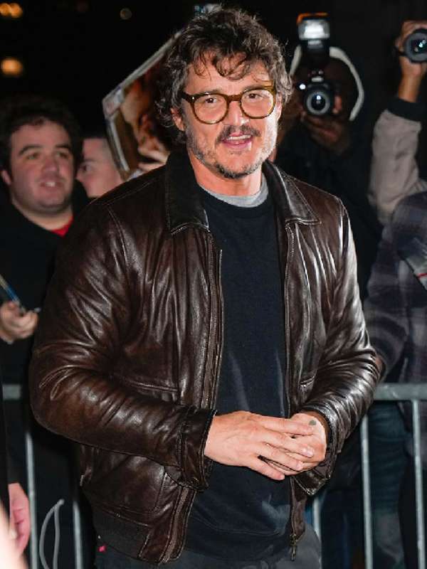 Pedro Pascal SNL Afterparty Brown Leather Jacket