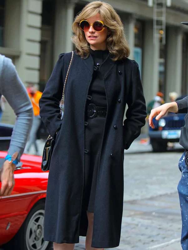 Annie Murphy Russian Doll Black Wool Coat