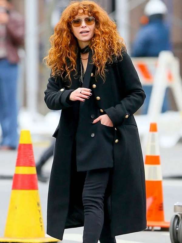 Natasha Lyonne Russian Doll S02 Nadia Vulvokov Black Trench Coat