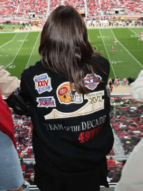 San Francisco 49ers Olivia Culpo Black Varsity Jacket