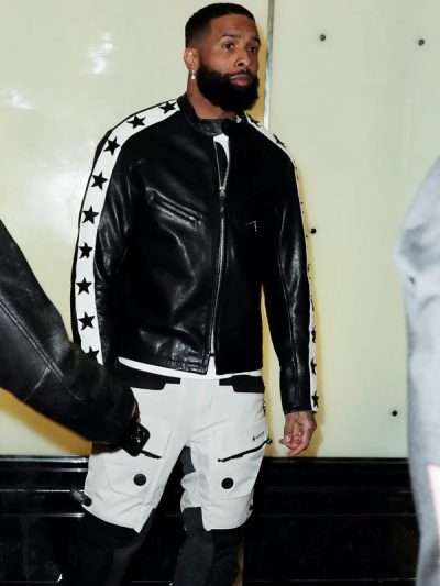Odell Beckham Jr. Super Bowl Party Black Leather Jacket