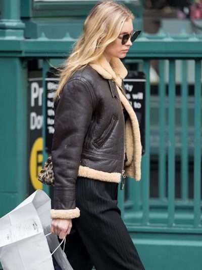 Elsa Hosk B3 Shearling Leather Jacket