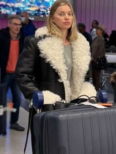 Elsa Hosk Black Leather Trench Coat