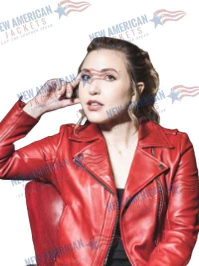 Taylor Tomlinson Red Leather Jacket