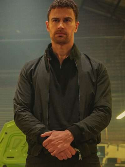 Theo James The Gentlemen 2024 Black Bomber Jacket