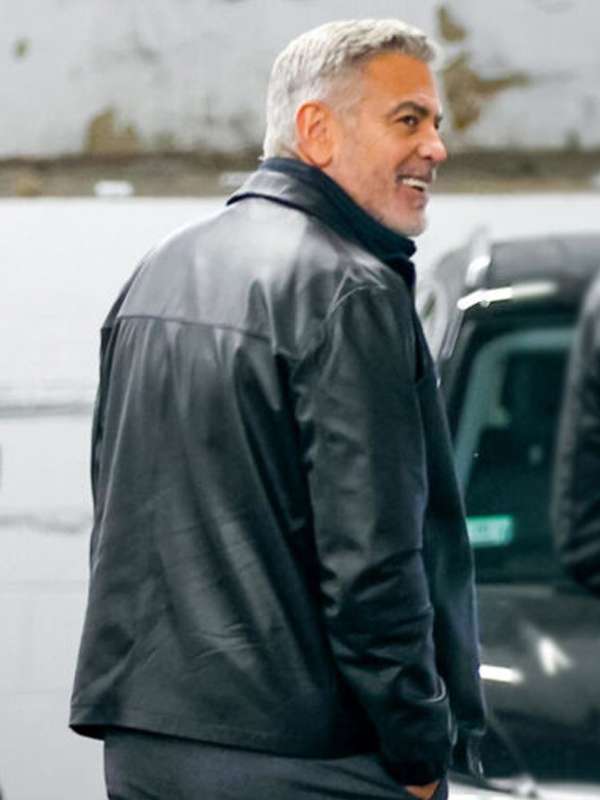 George Clooney Wolfs 2024 Black Leather Jacket