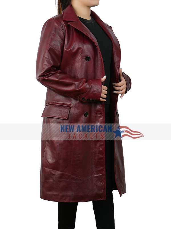 Zendaya Double Breasted Leather Trench Coat