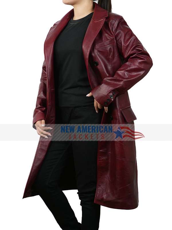 Zendaya Double Breasted Leather Coat