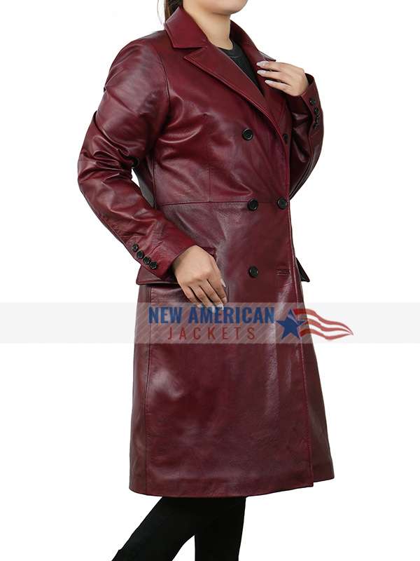Zendaya Fashion Event Burgundy Leather Coat