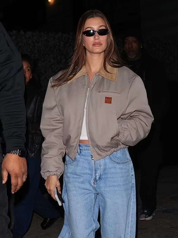 Hailey Bieber Beverly Hills Beige Jacket
