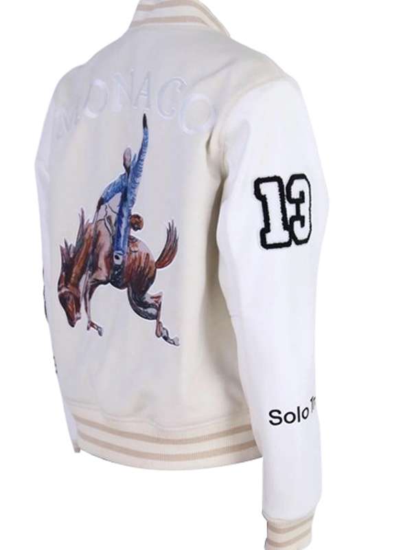 Monaco Bad Bunny Off White Varsity Jacket
