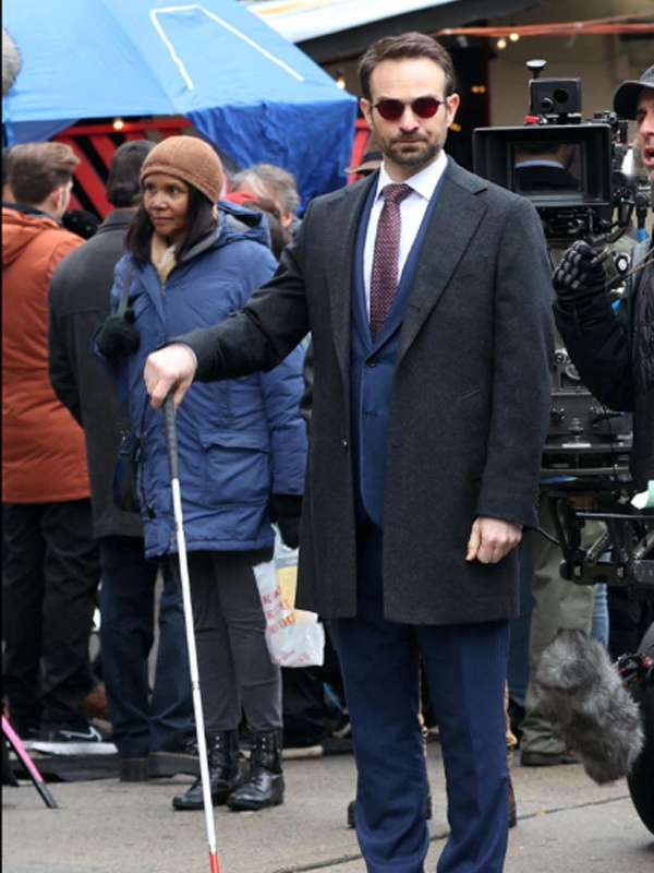 Charlie Cox Daredevil Born Again Black Wool Coat