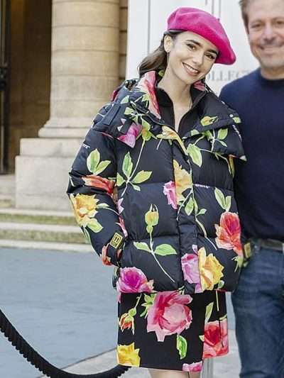 Emily in Paris Emily Cooper Floral Puffer Jacket
