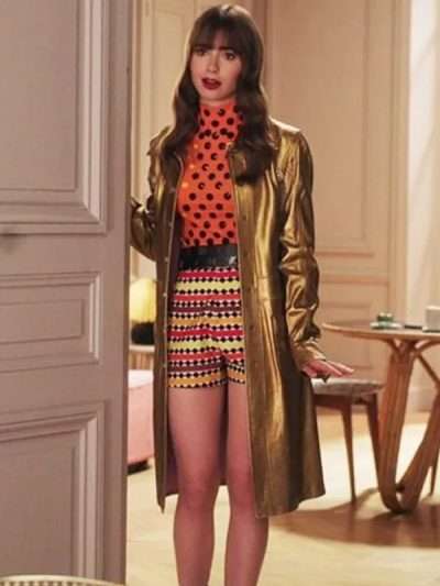 Emily Cooper Emily in Paris Golden Leather Coat