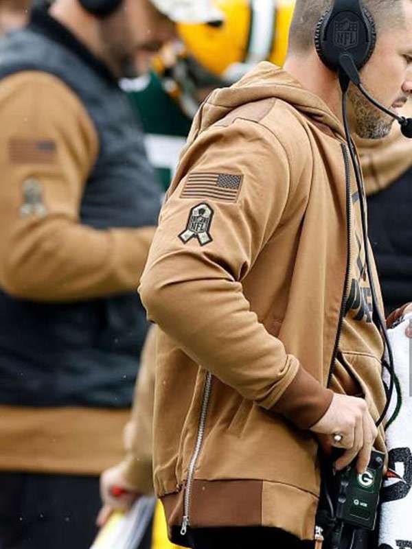 Matt LaFleur Green Bay Packers Salute To Service Brown Bomber Jacket