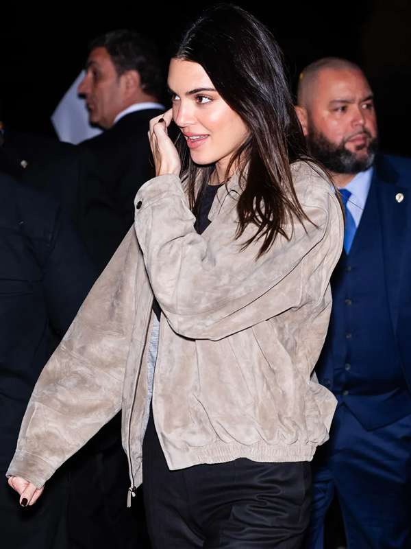 Kendall Jenner SNL Afterparty Beige Jacket