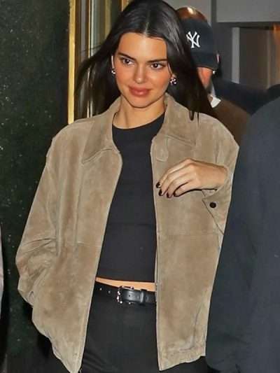 Kendall Jenner SNL Afterparty Beige Bomber Jacket