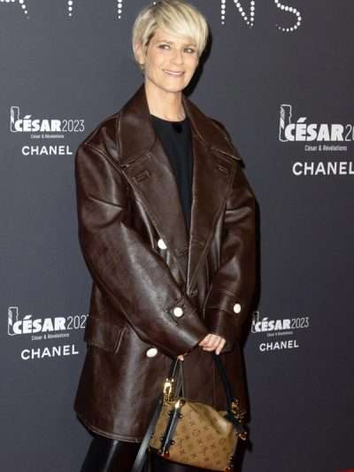Marina Foïs Cesar Revelations 2023 Leather Coat