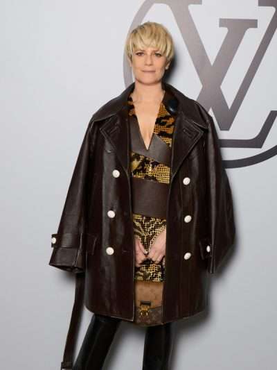 Marina Foïs Cesar Revelations 2023 Brown Leather Coat