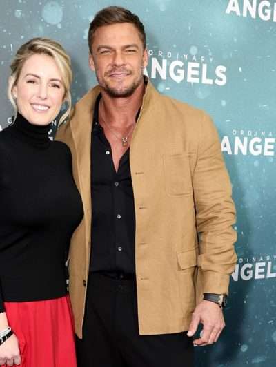 Alan Ritchson Ordinary Angels 2024 Movie Premiere Brown Jacket