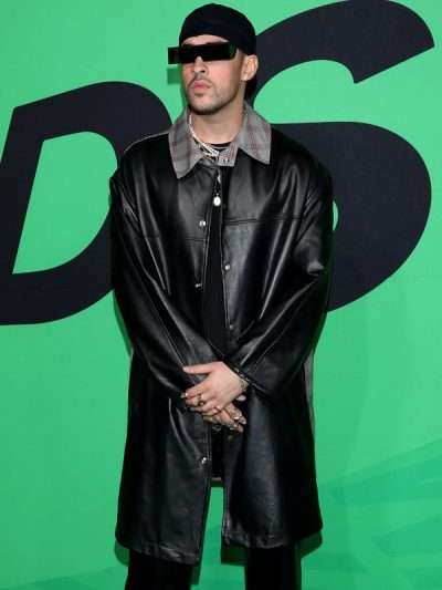 Spotify Awards Bad Bunny Black Leather Coat