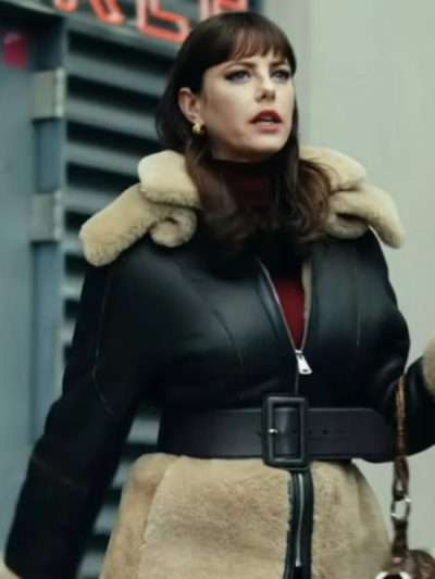 Kaya Scodelario The Gentlemen Shearling Black Leather Jacket