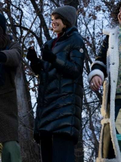 Grace Gordon Greene The Girls on the Bus Black Puffer Hooded Coat