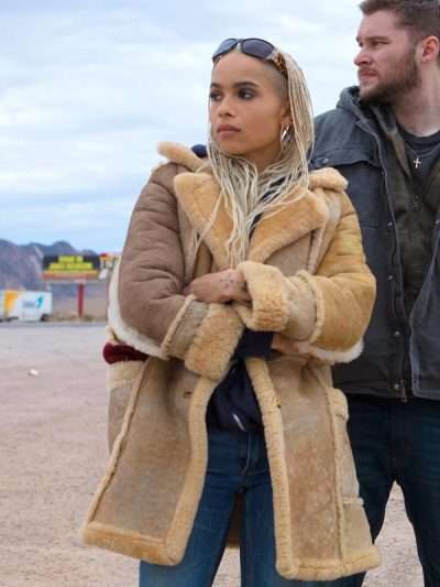 Zoe Kravitz Kin Milly Brown Shearling Coat