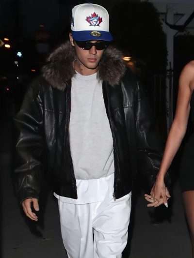 Justin Bieber Dinner Night Shearling Leather Jacket