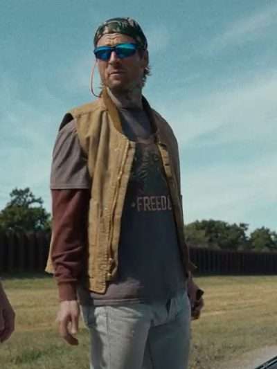 Glen Powell Hit Man Brown Cotton Vest