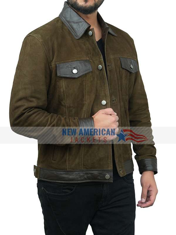 Hit Man Glen Powell Suede Leather Jacket