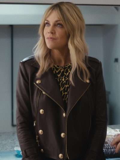 Kaitlin Olson Hacks Black Leather Jacket