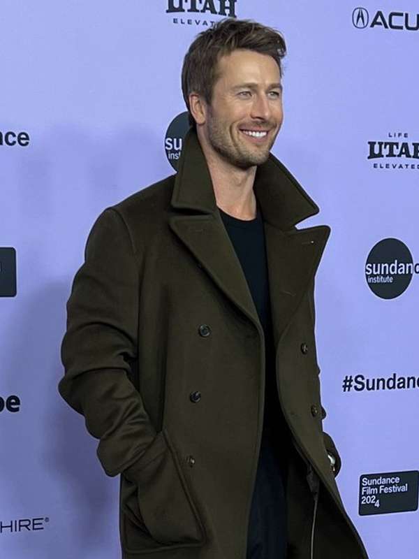 Glen Powell Hit Man 2024 Green Coat