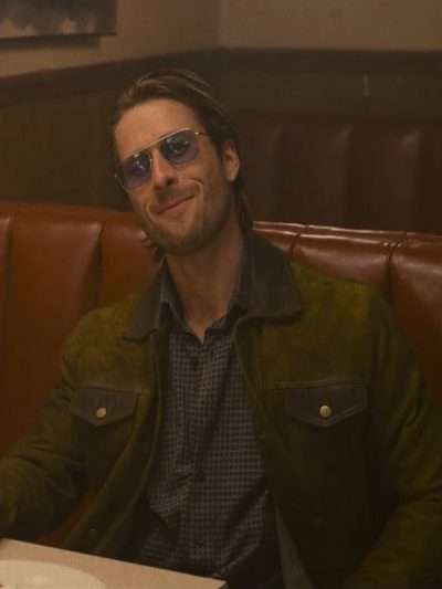 Hit Man 2024 Glen Powell Green Leather Jacket
