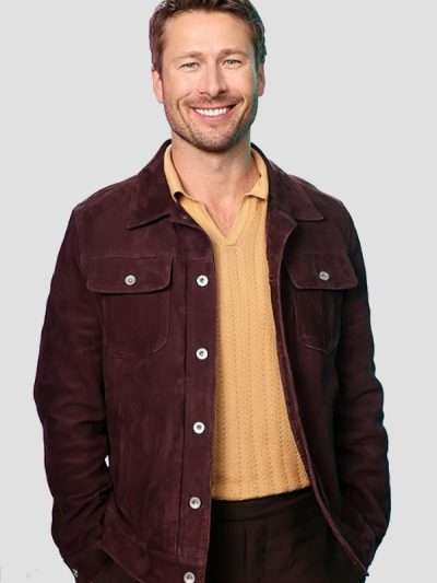 Glen Powell Hit Man 2024 Brown Leather Jacket
