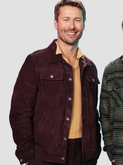 Glen Powell Hit Man 2024 Brown Suede Leather Jacket