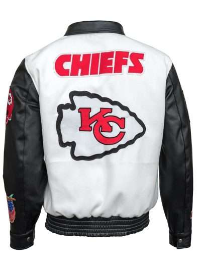 Travis Kelce Black and White Varsity Jacket
