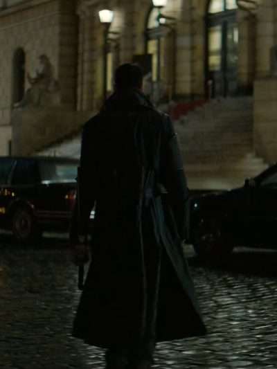 The Crow 2024 Bill Skarsgård Black Leather Coat
