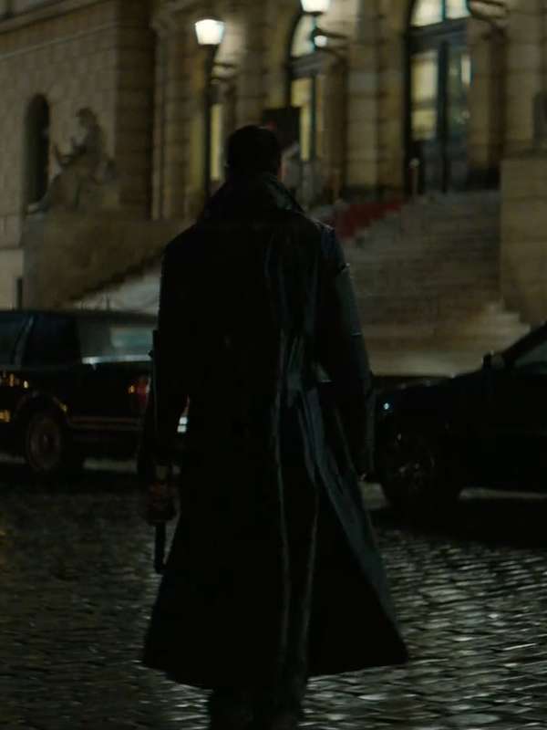 The Crow 2024 Bill Skarsgård Black Leather Coat
