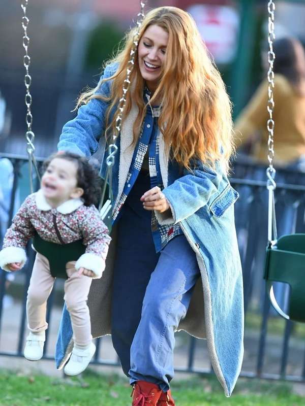 Blake Lively It Ends with Us Blue Trench Coat
