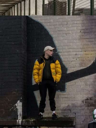 Móglaí Bap Kneecap Black and Yellow Puffer Jacket