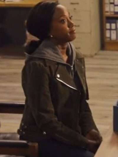 Legend of the Lost Locket 2024 Natasha Burnett Grey Suede Leather Jacket
