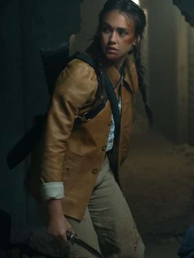Jessica Alba Trigger Warning 2024 Leather Jacket