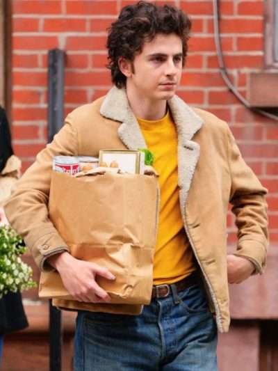 Timothée Chalamet A Complete Unknown Shearling Brown Jacket
