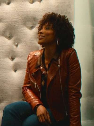 Yvonna Pearson Clipped Brown Leather Jacket